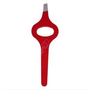Chella Beauty Red Slanted Tip Ergonomic Grip Tweezers New